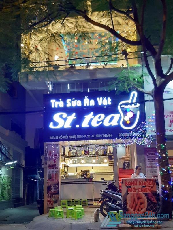 Sang nhanh quán trà sữa mặt tiền đường 2 chiều, khu dân cư đông, tập trung nhiều sinh viên, trung tâm quận Bình Thạnh.