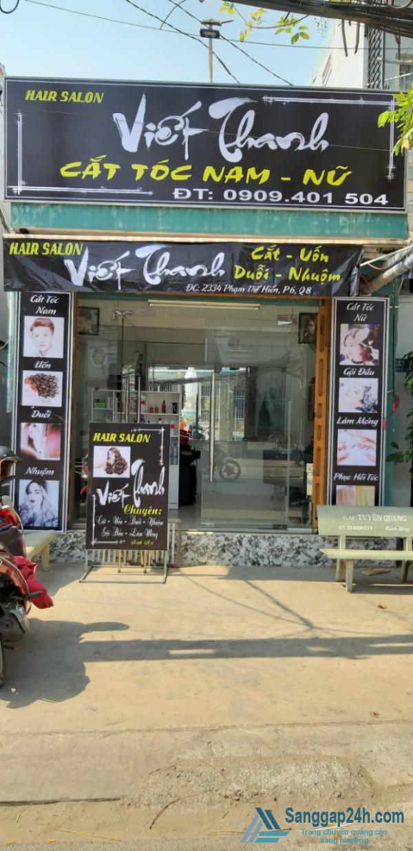 Sang nhanh tiệm tóc mặt tiền đường lớn, khu dân cư đông, chung cư đông đúc, trung tâm quận 8.