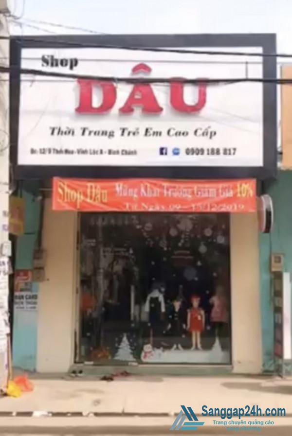 Sang shop thời trang mặt tiền đường Thới Hòa, Vĩnh Lộc A, huyện Bình Chánh. 
