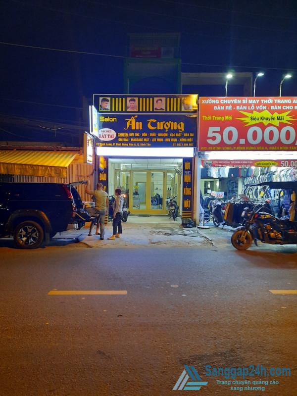 Sang tiệm tóc còn mới 100% mặt tiền đường Bình Long, phường Bình Hưng Hòa A, quận Bình Tân.  