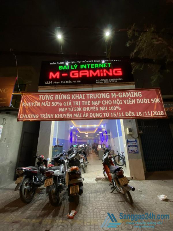 Sang tiệm net đang hoạt động đông khách, nằm mặt tiền đường lớn, khu dân cư đông.